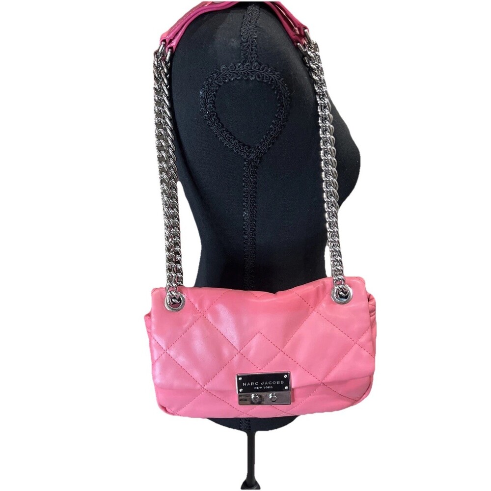 Marc Jacobs Quilted Moto Women’s Barbie Pink Shoulder Bag Crossbody Handbag - Picture 13 of 16